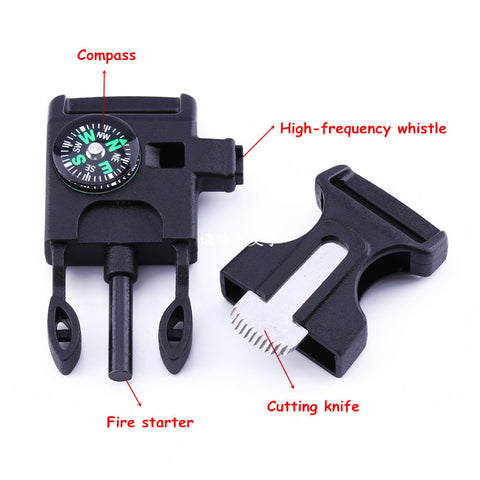 4 in 1 Flint Compass Fire Starter Whistle  Multifunction Paracord Buckle-UltimateCreek - Life is Outdoors