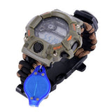 6 in 1 multifunctional Kit Paracord Waterproof LED Watch With Compass Flintstones Light-UltimateCreek - Life is Outdoors