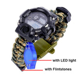 6 in 1 multifunctional Kit Paracord Waterproof LED Watch With Compass Flintstones Light-UltimateCreek - Life is Outdoors